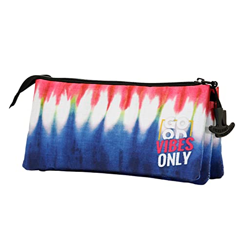 Oh My Pop! Good Vibes Denim-Astuccio Triplo Eco, Blu, 23 X 11 Cm