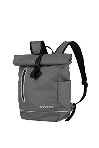 Travelite Basics Zaino Da Bicicletta In Materiale Impermeabile, Zaino Da Scuola In Poliestere Con Riflettori + Chiusura Arrotolabile, 48 Cm, 19 Litri
