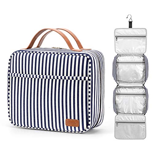 Beauty Case Da Appendere, Grande Capacità, Da Viaggio, Borsa Da Toilette Impermeabile, Con 4 Scomparti E 1 Gancio Stabile Per Donna/Uomo, Navy Blue &