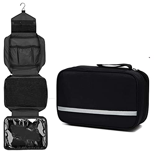 Zeacct Beauty Case Grande Borsa Da Toilette Per Donna Uomo Impermeabile, Gancio In Metallo Per Appendere, Nero Per Fitness E Viaggi D'Affari