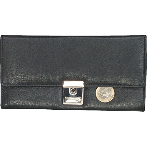 Lightpak Alassio 42080 - Portafoglio Da Cameriere Con Catena In Metallo E Moschettone, In Nappa, Ca. 18,5 X 9,5 X 3 Cm, Colore: Nero