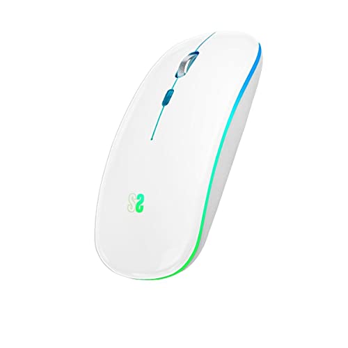 Subblim Mouse Ottico Wireless Bluetooth + 2,4 G, Ergonomico, Led, Mouse Per Pc, Portatile, Mac, Macbook, 1600 Dpi, Ambidiestro, 4 Tasti, Modello Flat,