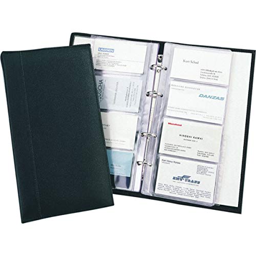 Alassio Visitenkarten Ringbuch Aus Feinem Leder, Mit Register A-Z Und Klarsichteinlagen Für 120 Karten Porta Biglietti Da Visita, 25 Cm, Nero (Schwarz