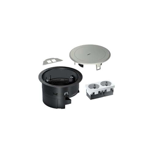 Hager Bsr02D02 - Scatola Di Installazione R02, 2 X Schuko, Keystone Tipo 01 2 F, Tubo In Metallo, Colore: Argento