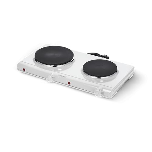 Severin Dk 1042 Doppia Piastra Elettrica 2500W, Fornello Con Doppia Piastra Da 15,5 Cm E 18,5 Cm, Fornello Campeggio Resistente Alle Temperature Con T