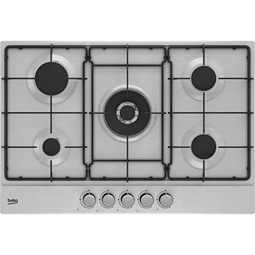 Beko Hiaw75224Sxe - Piano Cottura A Gas, 5 Fuochi, Inox, 75 Cm