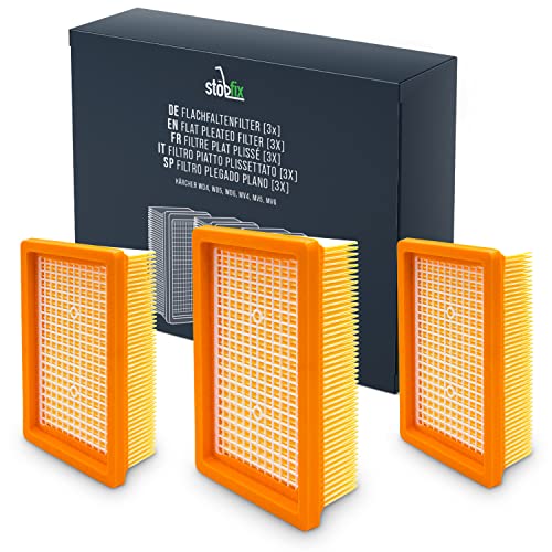 Stöbfix Filtro Di Ricambio Per Aspirapolvere Kärcher [Set Da 3] – Filtro A Pieghe Piatte Adatto Per Wd4, Wd5, Wd6/Mv4, Mv5, Mv6
