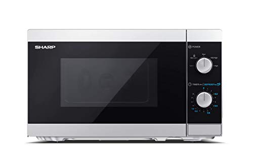 Sharp Yc-Ms01Es - Forno A Microonde 20 Litri Con Funzione Scongelamento, 5 Livelli Di Potenza, 800W Potenza Microonde, Timer, Argento/Nero