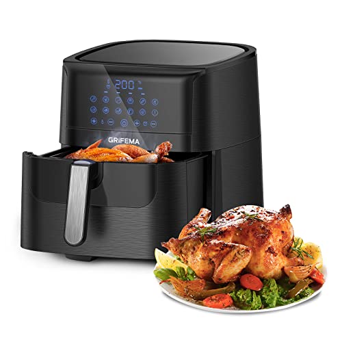 Grifema Friggitrice Ad Aria Calda 6.5L/1800W Air Fryer Con 12 Programmi Con Touch Screen Led E Preriscaldamento,Tempo Temperatura Regolabili Per Frigg