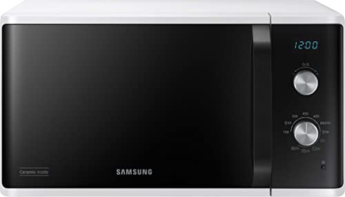 Samsung Mg23K3614Aw/Eg - Forno A Microonde Con Grill, 23 Litri, 800 W, Grande Elemento Grill Per Un'Abbronzatura Uniforme, Interno In Ceramica Smaltat