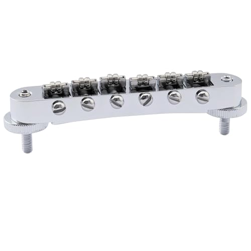 Musiclily Pro 10,4Mm Sellette Roller Ponte Fisso Abr Tune-O-Matic Per Chitarra Elettrica Con M4 Boccole Tipo Les Paul, Cromato