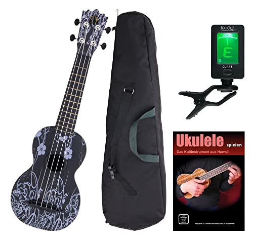 Classic Cantabile Beachbuddy Black Beauty Ukulele Set Con Accordatore