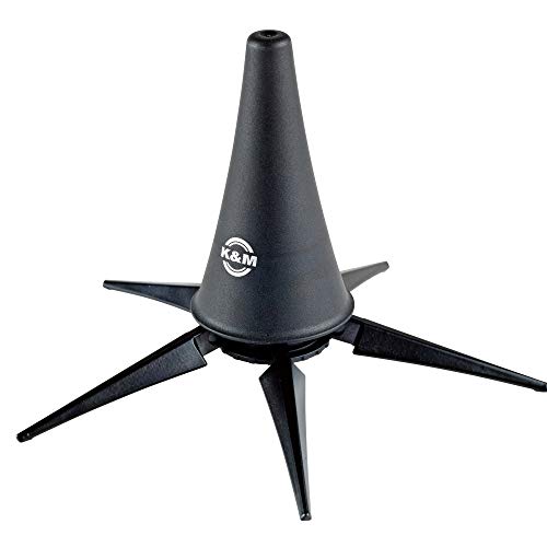 K&M 15228 Stand Per Clarinetto In Plastica Nera - Per Clarinetti In La E Si Bemolle - Cono Corto - Trasportabile Nella Campana Dello Strumento