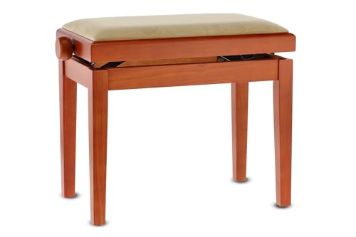 Panca Per Pianoforte Gewa Deluxe, Legno Massiccio, Regolabile In Altezza, Ciliegio Opaco