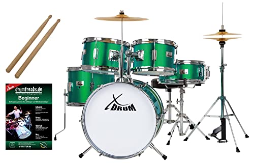 Xdrum Batteria Junior Pro Green Per Bambini/Ragazzi - Emerald Green Sparkle