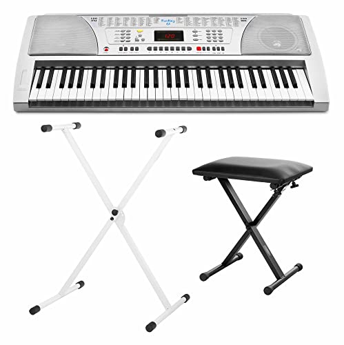 Funkey 61 Keyboard Bianco Con Supporto E Sgabello