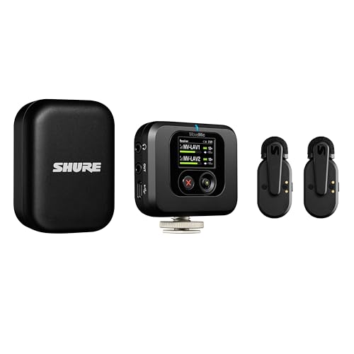 Shure Movemic Two Kit Pro Microfono Lavalier Wireless Per Iphone E Android, Mini Mic Bluetooth, 24 Ore Di Ricarica, Configurazione Rapida, Ipx4, Clip