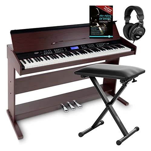 Funkey Dp-88 Ii Pianoforte Digitale Marrone Set Con Panca Economy, Cuffie E Guida (Tedesco)