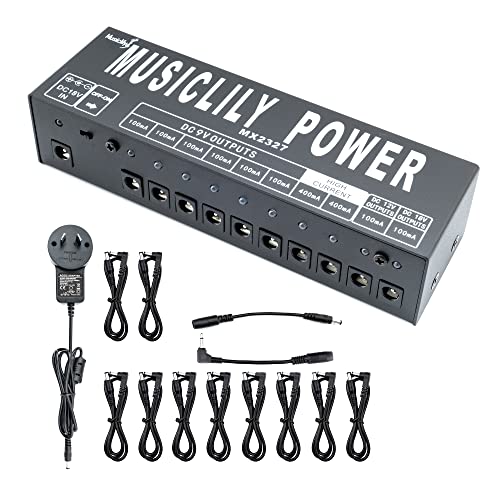 Musiclily Pro Alimentatore Pedale Chitarra 10 Uscite Isolate Con Adattatore Standard Eu Per 9V/12V/18V Pedali Effetto Power Supply