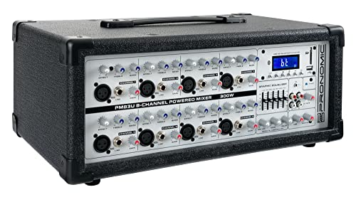 Pronomic Pm83U Mixer Alimentato 8 Canali Usb/Sd/Bluetooth Mp3 Player