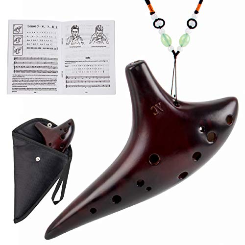 Aklot Ocarina In Ceramica Fumé Ocarina Alto C A 12 Fori Borsa Protettiva Libretto Di Brani Di Base Per Bambini E Adulti Affumicato