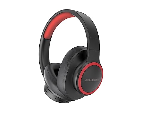Elbe Abt-B26-N - Cuffie Bluetooth 5.1 Pieghevoli, Con Microfono E Radio Fm, 10 Ore Di Riproduzione, Nero/Rosso