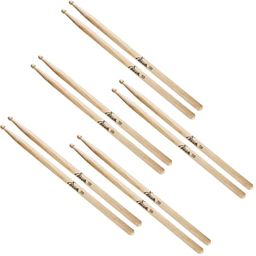 Xdrum Bacchette Drum Sticks 5B Legno Tip 5 Paia