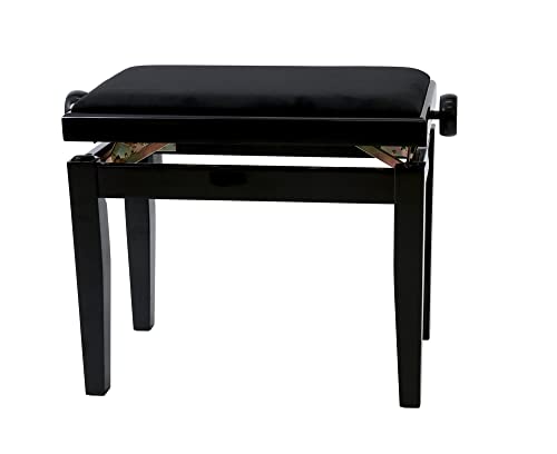 Panca Per Pianoforte Gewa Deluxe, Legno Massiccio, Regolabile In Altezza Nero Lucido
