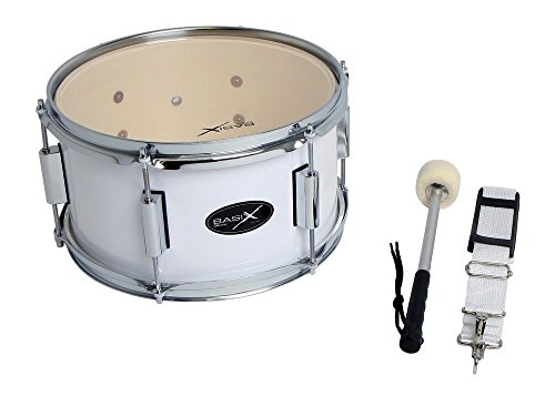 Basix F893110 Tamburo Marching Con Battente E Tracolla 14" X 10", Bianco
