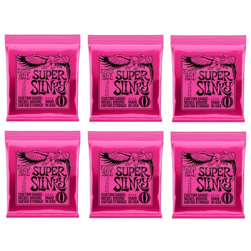 Ernie Ball, Super Slinky Nickel Wound, Corde Per Chitarra Elettrica, Confezione Da 6, Diametro 9-42