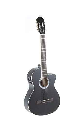 Gewapure Chitarra Classica Basic Electro, Cutaway, Con Pickup, Con Accordatore, Nero