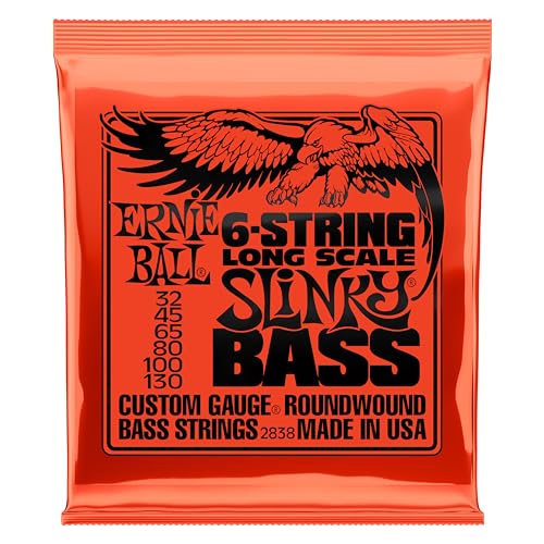 Ernie Ball, Slinky Long Scale Accordatura Al Nickel, Corde Per Basso Elettrico A Scala Lunga A 6 Corde, Diametro 32-130