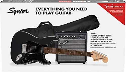 Squier Affinity Series Stratocaster Hss Pack Lrl Charcoal Frost Metallic - Chitarra Elettrica Per Principianti