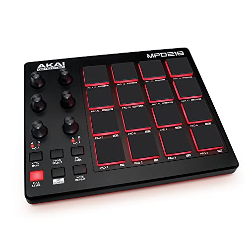 Akai Professional Mpd218 - Controller Midi Pad/Drum Pad Macchina/Beat Maker Con 16 Pad, Controlli Assegnabili, Software Di Produzione Incluso