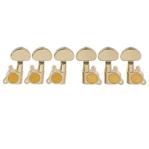 Musiclily Pro L3+R3 Guitar Tuners Meccaniche Tuning Pegs Machine Heads Per Chitarra Elettrica Acustica Tipo Les Paul, Half Moon Button Dorato