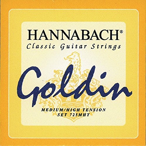 Hannabach Corde Per Chitarra Classica, Serie 725 Tensione Medio/Alto Goldin - Set Di 3 Corde Basso (Re4+La5+Mi6)