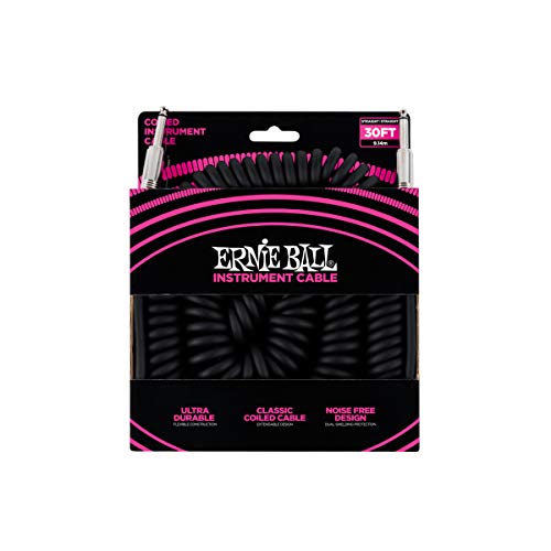 Ernie Ball, Cavo A Spirale Per Strumenti, Dritto/Dritto, 9,14 M, Nero