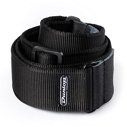 Dunlop - D38-09Bk Solid Black, Tracolla Per Chitarra In Tessuto, Colore Nero