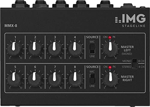 Monacor Mmx Mixer Audio Universale, Compatto, A 8 Canali, Colore: Nero