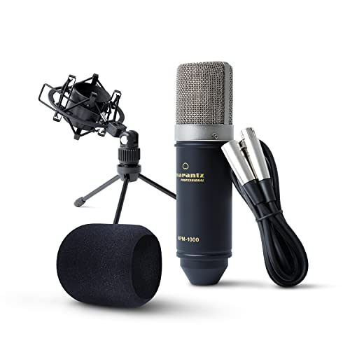 Marantz Professional Mpm-1000 - Microfono A Condensatore Con Diaframma Largo, Spugna Antivento, Sospensione Elastica, Treppiede E Cavo Xlr