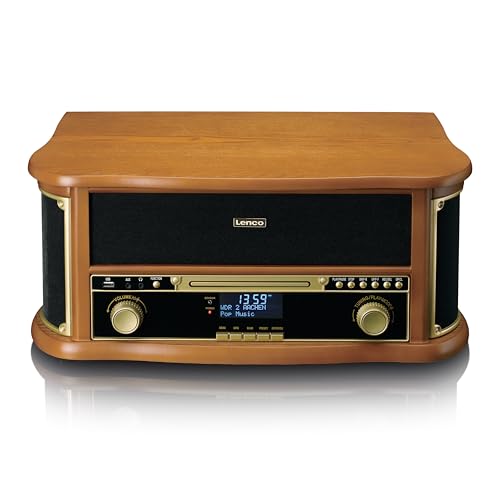 Lenco Tcd-2571 Giradischi Per Dischi - Giradischi Bluetooth Con Altoparlante - Radio Dab+ - Lettore Cd - 3 Velocità - Trasmissione A Cinghia - 2 X 5 W
