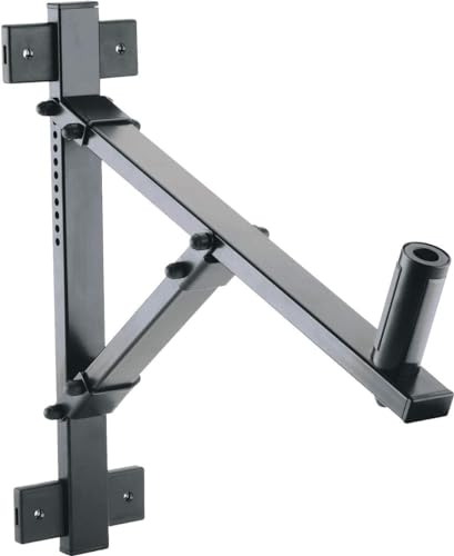 K&M 24110 Supporto Da Parete Per Amplificatori, In Acciaio, Nero - Inclibazione Di 22° - Facile Installazione Con Chiusura Rinforzata