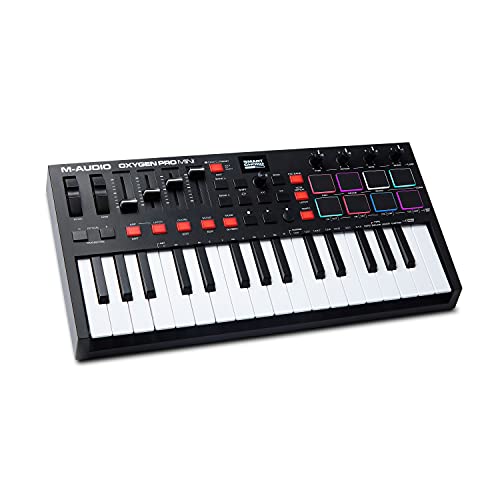 M-Audio Oxygen Pro Mini – Tastiera Midi Controller Usb A 32 Tasti Con Pad Beat, Manopole, Tasti E Fader Assegnabili Via Midi E Suite Software Inclusa