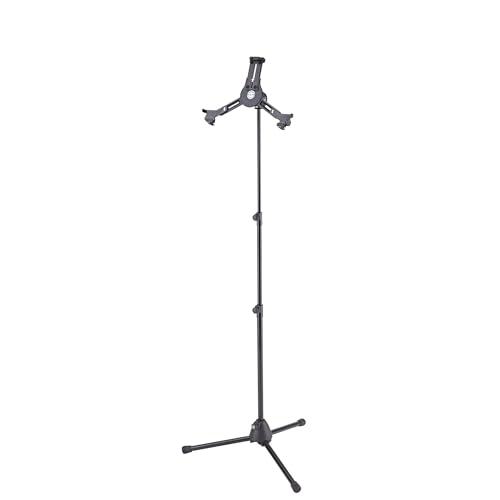 K&M 19793 Base Per Tablet, Nero - Solito, Girevole E Inclinabile Fino A 90° - Treppiede - Stabile, Estensibile, Flessibile