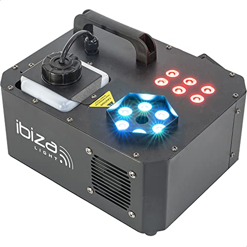 Ibiza - Spray-Color-1000 - Macchina Della Nebbia Da 1000W Con Led Rgb E 2 Telecomandi - Nero