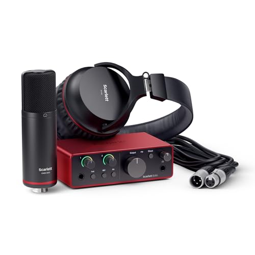 Focusrite Scarlett Solo Studio (4° Gen.), Pacchetto Con Interfaccia Audio Usb Per Cantautori E Produttori, Microfono A Condensatore E Cuffie, Ideale P
