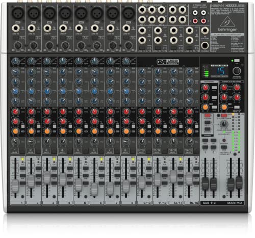Behringer Xenyx X2222Usb Mixer Passivo 22 Ingressi Con Effetti 24 Bit 8 Compressori + Interfaccia Audio Usb