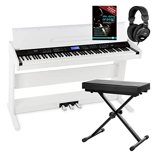 Funkey Dp-88 Ii Pianoforte Digitale Bianco, Set Con Panchetta, Cuffie E Guida (Tedesco)