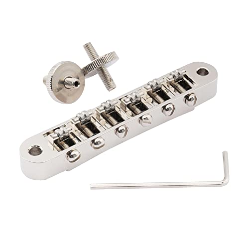 Musiclily Pro 10,4Mm Sellette Roller Ponte Fisso Abr Tune-O-Matic Per Chitarra Elettrica Con M4 Boccole Tipo Les Paul, Nickel