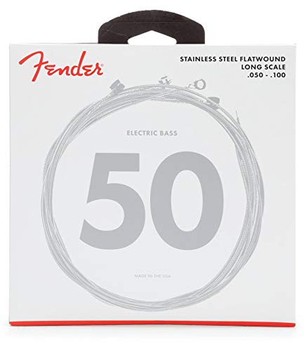 Fender 073-9050-405 Corde Per Basso In Acciaio Inossidabile 9050, Acciaio Piatto, Bobine 9050Ml .050-.100, (4)